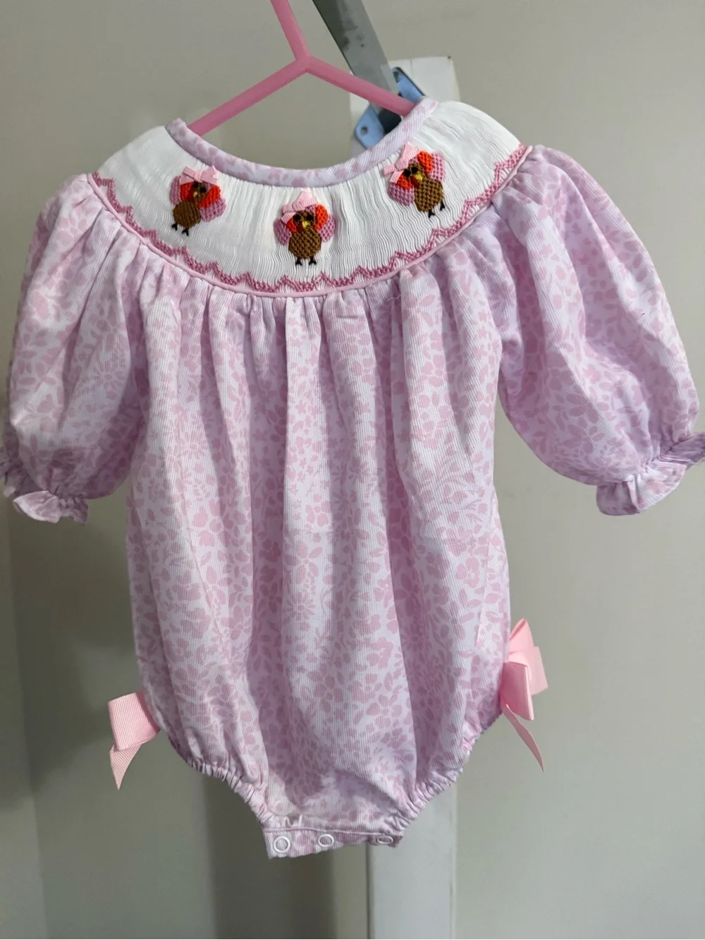 Newborn Southern Smocking Co Smocked Thanksgiving Bubble Romper